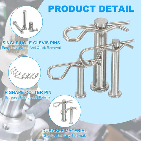 R Shaped Spring Cotter Pin Clevis Clip M5x30mm Stainless 304 Steel detail view with single hole pins