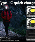 2 Pack 1000 Lumen EDC Keychain Flashlight With COB Work Light And Bottle Opener Magnetic Bracket shown with USB-C charging process