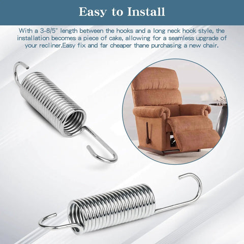 Tough As Nails Stainless Steel Recliner Springs Replacement 4 Pack close-up of easy-to-install tension spring for recliners.