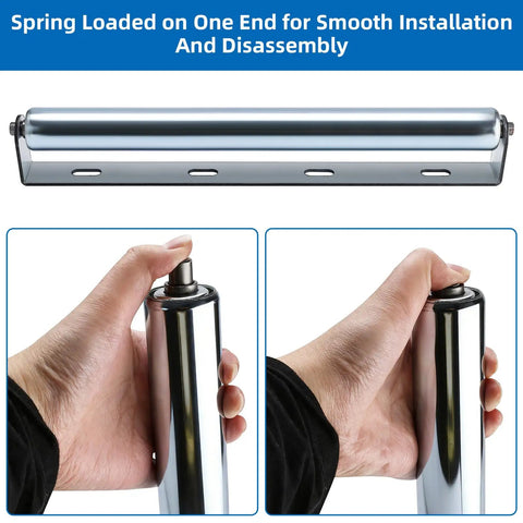 Awesome 16-Inch Galvanized Steel Conveyor Rollers With Brackets, showing spring loading for easy installation.