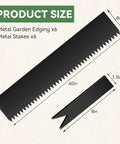 Diagram showing product size for Heavy Duty Galvanized Steel Landscape Edging Kit With No Dig Hammer In Border System