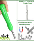 Must Have Portable Gamebit Screwdriver Set With 3 8mm And 4 5mm Heads Plus Magnetic Tri Wing Bit For NES SNES N64 Game Boy GameCube Sega Genesis And Other Cartridges By Mart Cobra showing screwdriver components