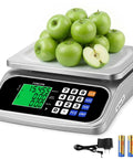 Large Digital Kitchen Scale with 66Lb Capacity and 30Kg, 0.05oz Per 1g Precision, price computing, apples on platform, batteries included.