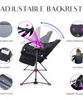 Hammock Camping Chair Set Outdoor Folding Rocker Lawn Seats With High Back And Stand, showing adjustable backrest features