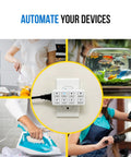 TimerMax Indoor Countdown Timer With One Outlet showing six handy presets for automating various household devices.