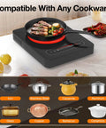1800W Portable Electric Cooktop With Timer And Child Lock, 11 Inch Single Burner in kitchen with compatible cookware