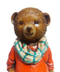 Adorable Hand Painted Teddy Bear Figurine With Granite Base Modern Resin Statue For Shelf Desk Or Office Must Have Cute Collectible Gift