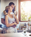 Couple enjoying coffee with Pour Over Coffee Dripper With Double Mesh Stainless Steel Cone Filter For 1 To 4 Cups Paperless Reusable Filter