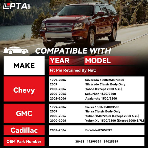 Car compatibility list for Door Hinge Roller Pin And Bushing Repair Kit For Chevy Silverado GMC Sierra 1999 2006 Suburban
