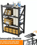 Beefed Up Garage Shelving System 73 Inches High, ultra heavy duty steel rack with removable shelves for tall items and boxes