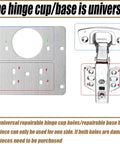 316 Stainless Steel Cabinet Hinge Repair Plates 6 Pack showing universal hinge cup and base holes with screws included.