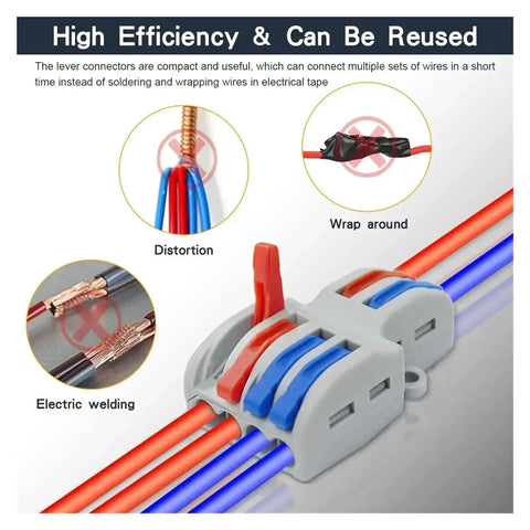 Secure Push Wire Connector Terminal Block Kit For Fast Splicing No Tools Needed Flame Retardant Housing Fits Tight Spaces Copper Conductors Corrosion Resistant Easy Strip In Design Saves You Plenty Of Time And Effort, reusable lever connector for 3 wires