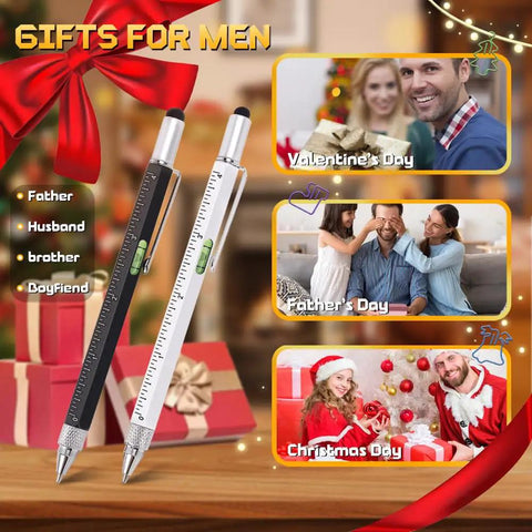 9 In 1 Metal Multitool Pen Set For Him With 2 Pens And 6 Refills Gift Ideas for Father Husband Christmas Valentine's Father's Day