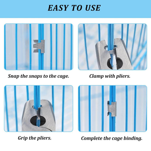900 Piece Wire Cage Clips Kit With 1 Snap Plier For Chicken Coops And Pet Cages Hog Ring Pliers Set usage steps close-up