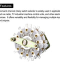 Two Pole Ten Position Rotary Switch 2P10T Band Selector Two Deck 42mm Diameter 9.8mm Thread for TV Radio Home Audio Equipment.