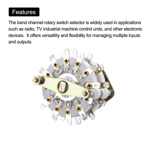 Two Pole Ten Position Rotary Switch 2P10T Band Selector Two Deck 42mm Diameter 9.8mm Thread for TV Radio Home Audio Equipment.