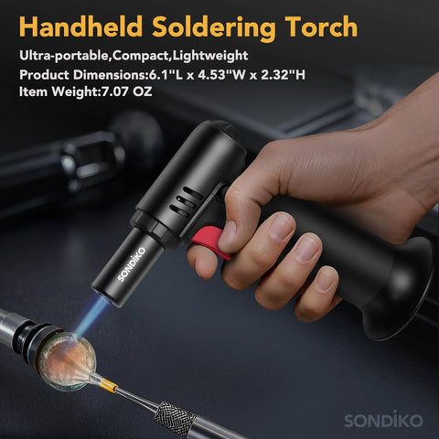 Butane Torch Lighter With Visible Fuel Window Refillable Soldering Torch With Adjustable Flame For Welding Resin Art And Industrial DIY Projects Easy One Handed Operation