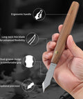Heavy Duty Long Neck Marking Knife For Woodworking features a long-neck thin blade and ergonomic dual-groove handle.