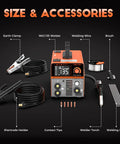 MIG Welder 110V Full Kit With 135A Synergy Flux Core Gasless MIG Lift TIG And ARC Auto Wire Feed Compact LED Display components