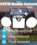 Lit Dual Head Solar Motion Lights Outdoor 260 LED IP65 Waterproof Wall Lights 360 Degree Adjustable with Motion Sensor