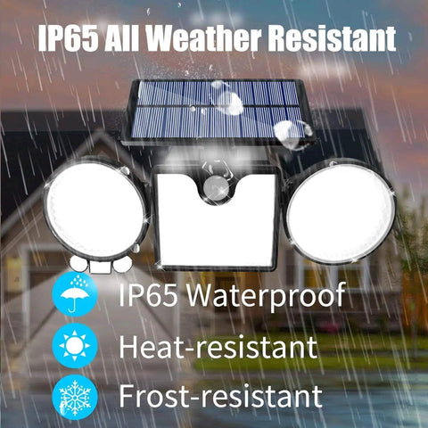 Lit Dual Head Solar Motion Lights Outdoor 260 LED IP65 Waterproof Wall Lights 360 Degree Adjustable with Motion Sensor