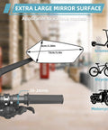 2 Pack Bike Mirrors For Handlebars, 360 Degree Adjustable Rear View Mirrors showing size and applicability for scooters, bikes, motorcycles