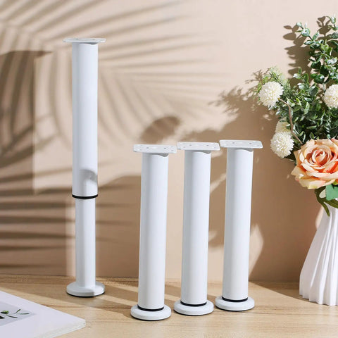 4 Piece Adjustable Cabinet Legs Steel Telescopic Furniture Feet With Floor Protection For Tables And Beds, easy installation