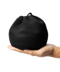 Lightweight 0.6 Liter Stainless Steel Camping Kettle With Locking Anti Hot Handle Portable Camp Tea Pot in black mesh bag