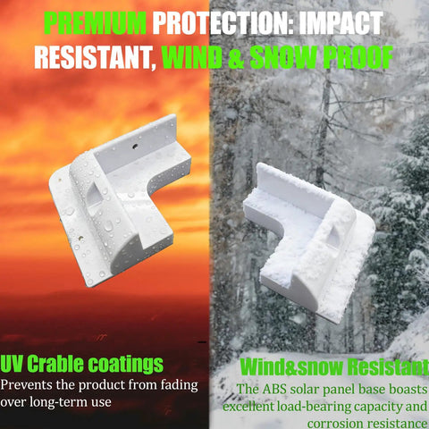 No Drill Solar Panel Mounting Brackets Kit for RV Roofs Boats Caravans ABS Corner Mounts showing UV and snow resistance