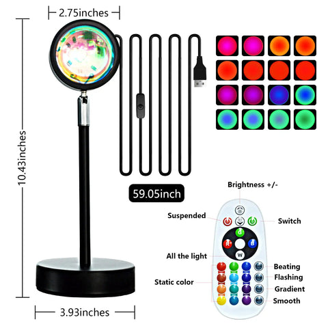 Projection Lamp With App Remote 360 Degree Rotation 16 Color RGB LED Lights Sunset Vibe Mood Lighting For Photography Selfies