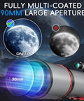 High Powered Portable Astronomy Telescope For Adults And Newbies With 90mm Aperture And 600mm Refractor Crystal Clear Moon View