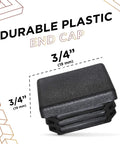 Three Quarters Inch Square Plastic Hole Plugs For Square Tubing And Fence Posts Black End Caps Snap In Inserts Ten Pack