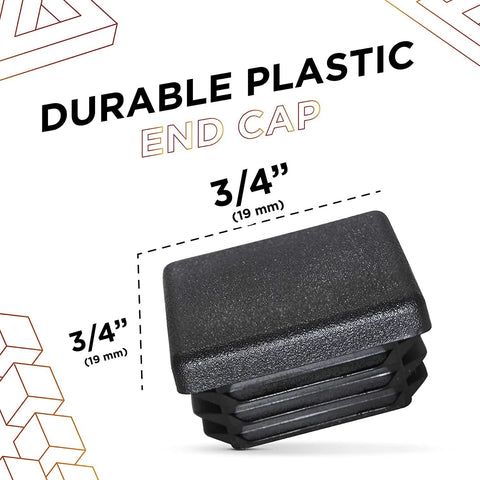 Three Quarters Inch Square Plastic Hole Plugs For Square Tubing And Fence Posts Black End Caps Snap In Inserts Ten Pack