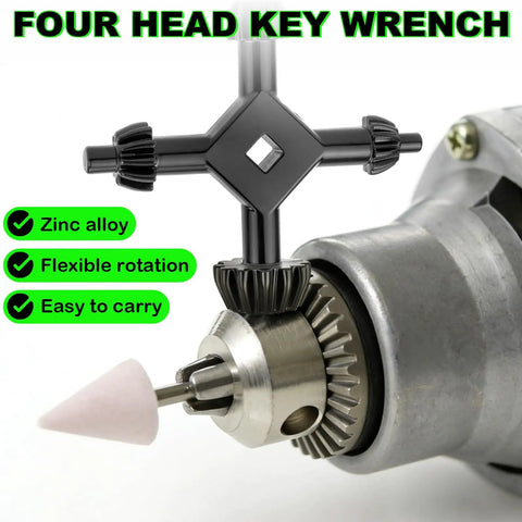 Two Pack Four In One Drill Chuck Keys Wrench Set With Three Eighths Inch One Half Inch Three Quarters Inch And One Inch Sizes For Drill Press