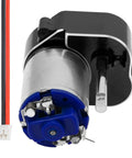 Heavy Duty Metal Transmission Gearbox And Drive Shaft Compatible With Mn82 Lc79 Mn78 One Twelve Scale Rc Car Badass Upgrade Parts Cnc Machined motor with blue base and red wires.