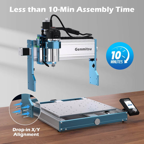Beefy Ultra CNC Router Machine For Metal With 710W Spindle All Metal Frame shown on workbench, highlighting quick assembly.