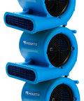 Powerful One Third HP Air Mover Blower With 2000 CFM stacked units, blue, 3-speed with dual GFCI outlets and 25ft power cord