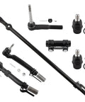 Front Outer Tie Rods Set Of 7 For Ford F 250 F 350 Super Duty 2005 To 2016 4WD 4x4 Replacement With Drag Link Adjusting Sleeve And Lower Ball Joints Kit shown with tie rod ends and hardware