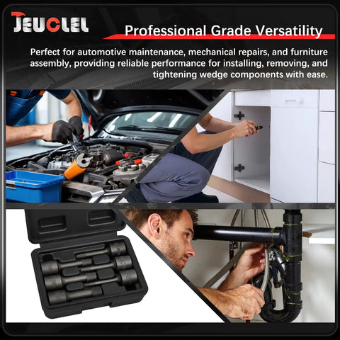 Six Piece Three Eighths Inch Drive Impact Wedge Extractor Set Heavy Duty Easy Out Bolt Remover Kit for broken nuts in use