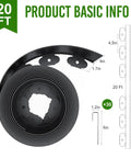 Diagram of 4 Inch Tall 20Ft Landscape Edging Kit With 30 Metal Staples Plastic Garden Border For Lawn Flower Bed And Yard Landscaping Durable Easy Install Creates Clean Pro Grade Edges with dimensions.