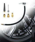 Badass Air Pump Extension Hose With Quick Release Valve Nozzle Fits Car Truck Bike Motorcycle Plus Heavy Duty Rubber Copper Stops Leaks Preventing Air Loss When You Plug It To Your Portable Compressor So Filling Is A Piece Of Cake Ready. 30cm rubber copper hose with nozzle fittings on tire rim