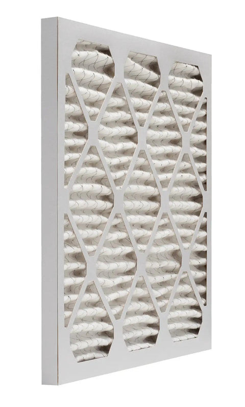 MERV 13 Pleated Air Filter 12x24x1, side angle view showing pleated design for HVAC use in home furnaces and AC units.