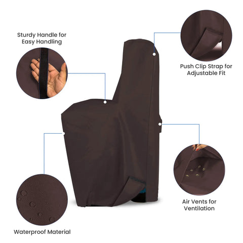 Heavy Duty 1000D Water Softener Tank Cover Outdoor Insulated Weatherproof Tear Resistant showing sturdy handle and air vents.