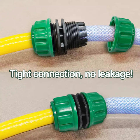 Six-Piece Hose Repair Connector Extender For 1/2 Inch Garden Hose Quick Repair Connection Plastic Hose Joiner Splicer Leakproof Design Green Easy Install Durable Leak Free Save Time And Money showing tight connection with no leakage