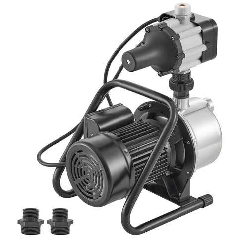 1HP Shallow Well Pump Portable Jet Pump With Automatic Controller 1380 GPH 145 Ft Head Stainless Steel Water Transfer For Garden Lawn Irrigation System Auto Controller Included