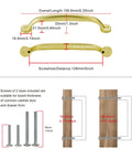 Dimensions and installation guide for 10 Pack 5 Inch Brushed Gold Cabinet Pulls Heavy Duty Solid Zinc Alloy Handles.