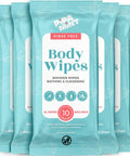 Packaging of XL Shower Wipes For Adults No Rinse Bathing On The Go Clean Up Wipes 50 Count Pack