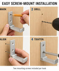 Installation guide for Legit Heavy Duty Folding Wall Hooks 4 Pack Silver Aluminum Alloy Flip Down Coat Rack with step-by-step instructions.