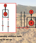 Auto Reset Steel Target Spinner For Centerfire Handguns Up To 44 Magnum with two rotating targets shown in assembly diagram.