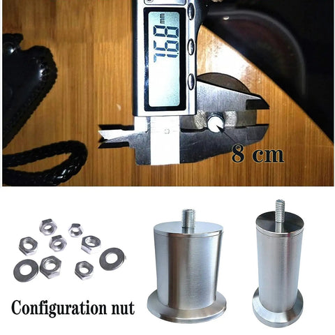 5 Inch Stainless Steel Furniture Legs For Couch Bed Armchair Cabinet Coffee Table Round Replacement Feet Waterproof Rustproof Washable Set Of 4 For Easy Install And Stability And Ground Clearance shown with nuts and dimension